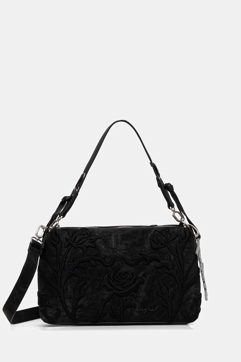 Desigual poșetă ROMEO FLORAL TOTAL BL culoarea negru, 25WAXP41