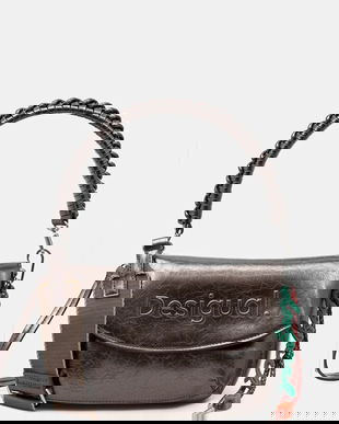 Desigual poșetă HALF LOGO TROKEL DARK SILVE culoarea argintiu, 25WAXPAQ