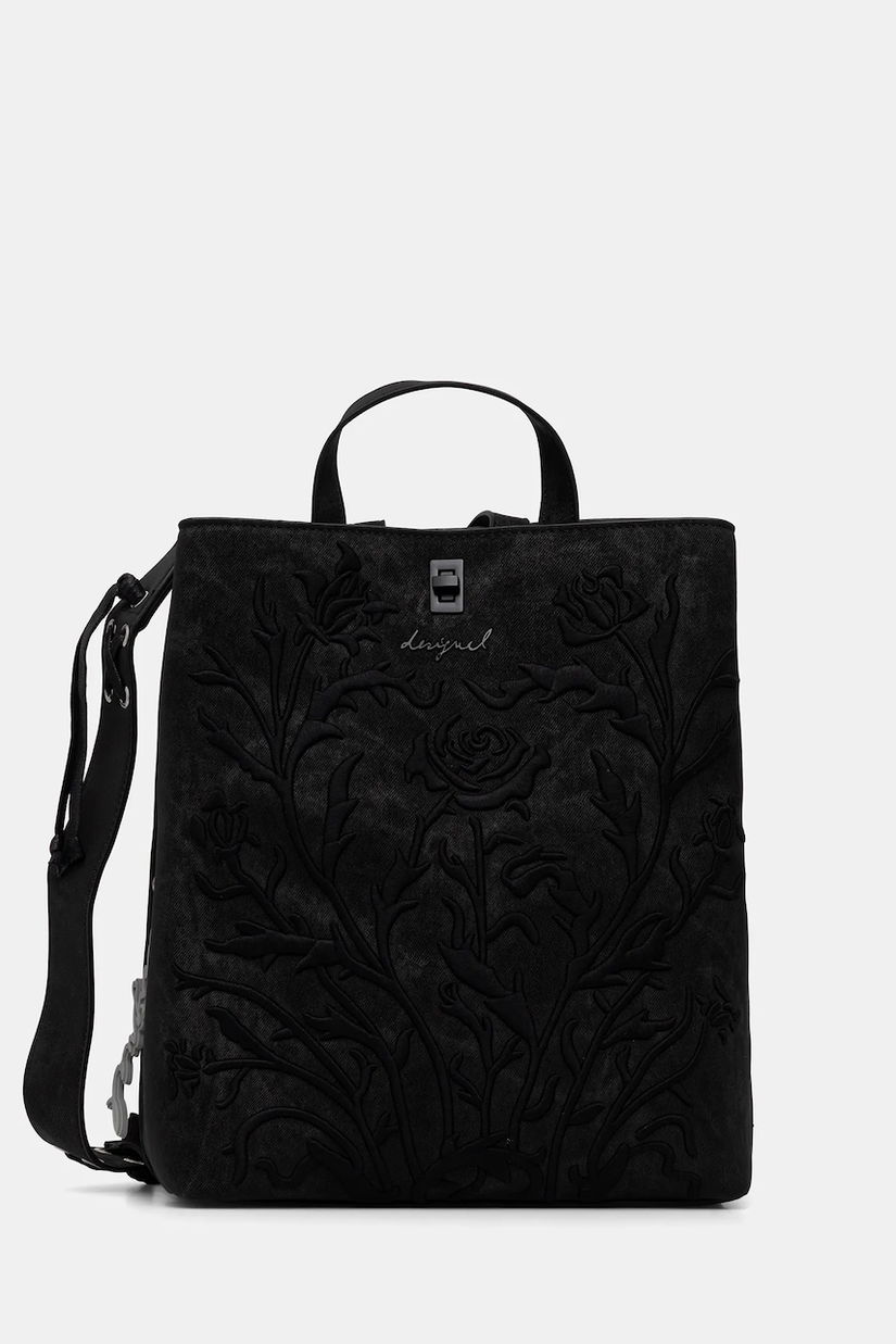 Desigual rucsac ROMEO FLORAL TOTAL B culoarea negru, mare, cu imprimeu, 25WAKP06