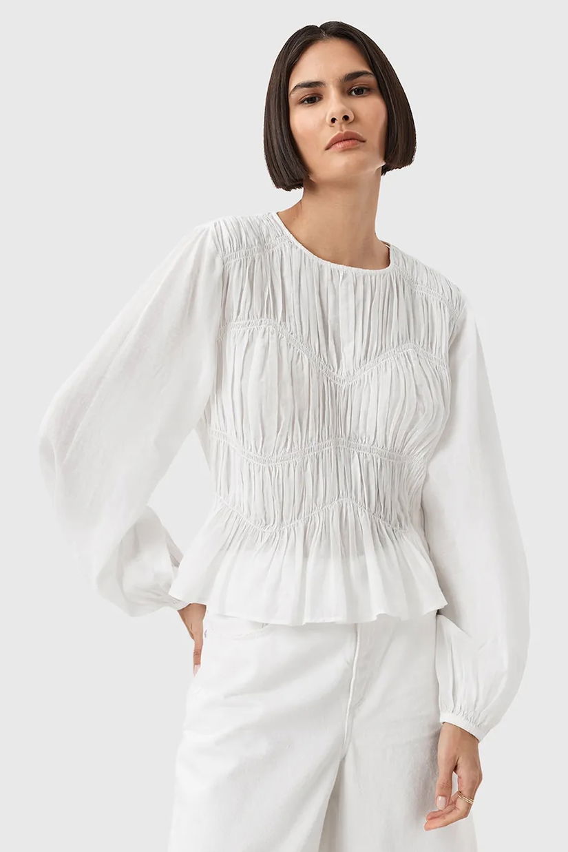 AllSaints bluză MELANI culoarea alb, uni, W020PD
