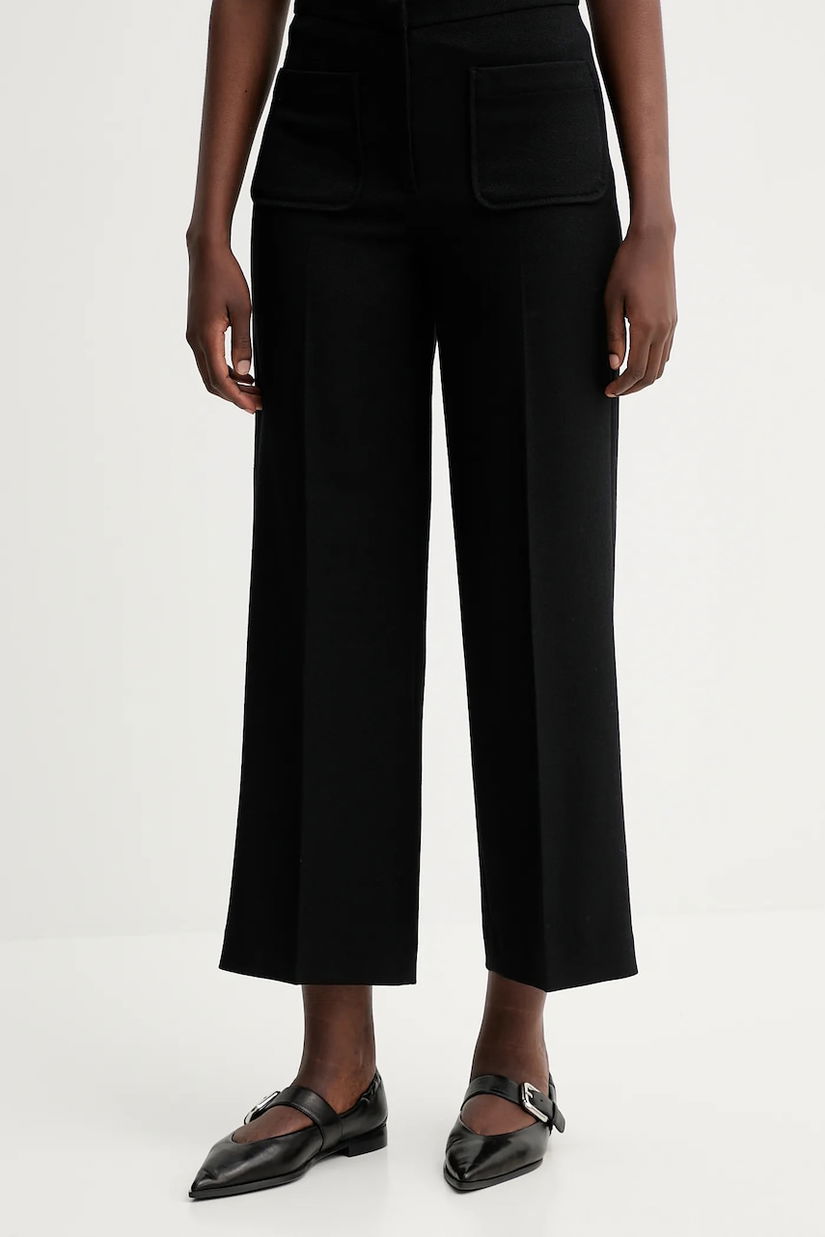 Sessun pantaloni culoarea negru, drept, high waist, 24107014