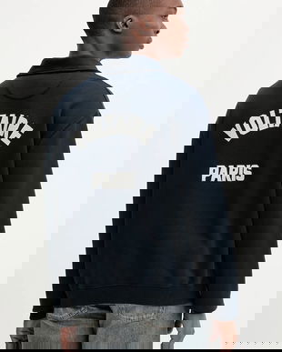 ZADIG&VOLTAIRE hanorac de bumbac culoarea bleumarin, cu imprimeu, JMSS01313