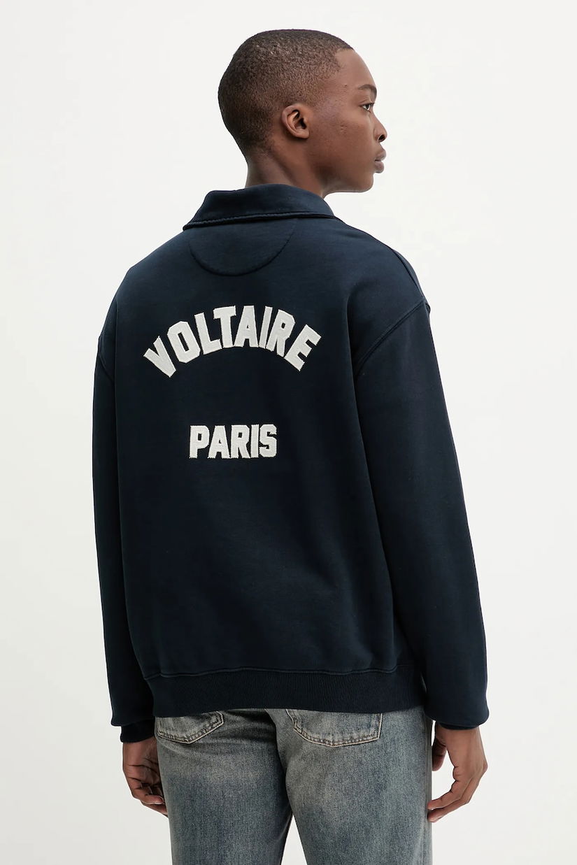 ZADIG&VOLTAIRE hanorac de bumbac culoarea bleumarin, cu imprimeu, JMSS01313