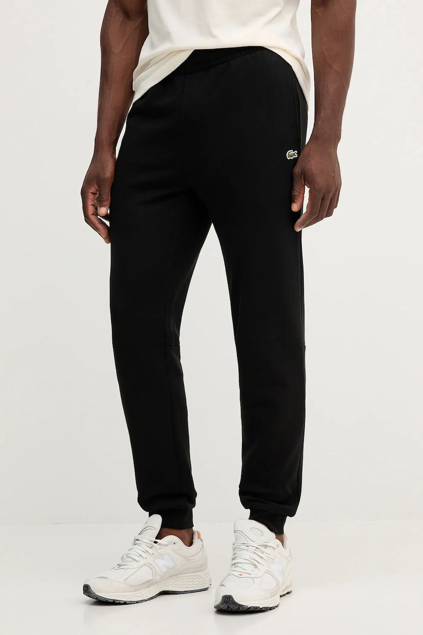 Lacoste pantaloni de trening din bumbac culoarea negru, uni, XH9833