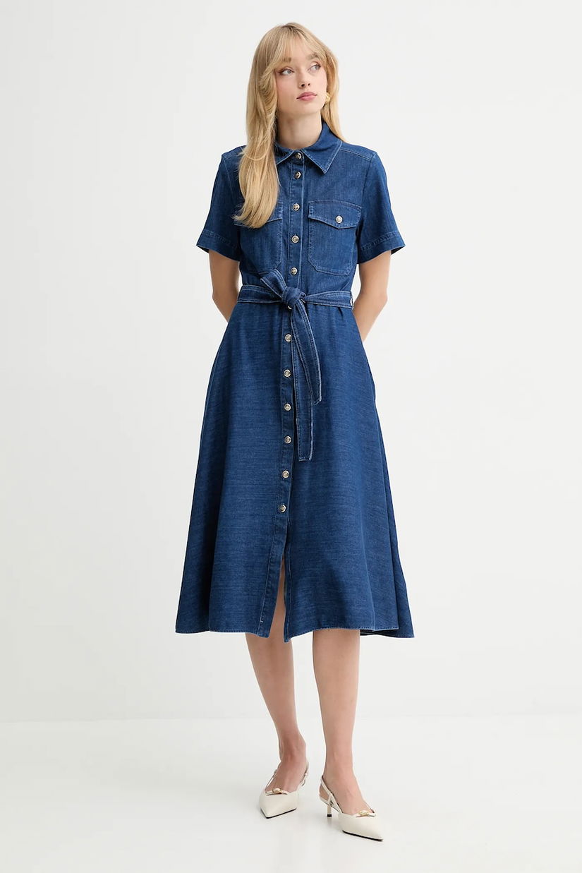 Marella rochie jeans culoarea bleumarin, midi, evazati, 2523226024200