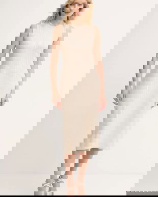 Marella rochie culoarea bej, midi, drept, 2523326024200