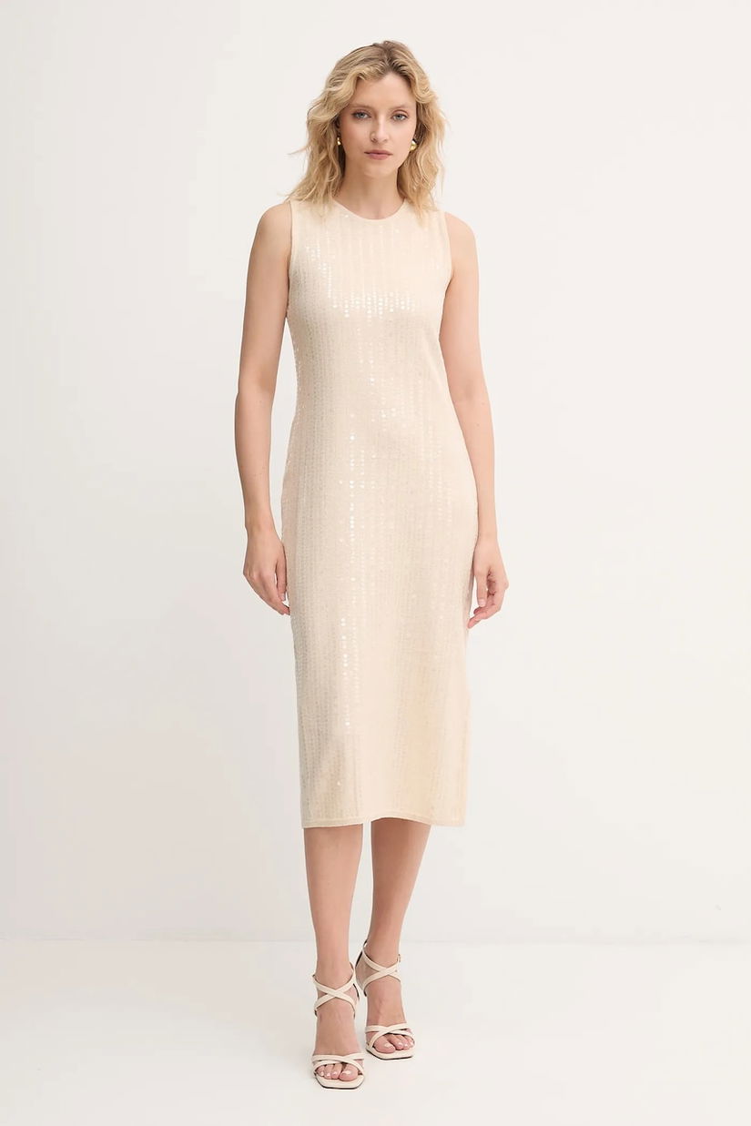 Marella rochie culoarea bej, midi, drept, 2523326024200