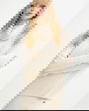 Fracomina pulover culoarea bej, light, cu guler, FR25WT7035K50201