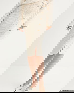 Fracomina fustă culoarea bej, midi, creion, FR25WG4007K50201