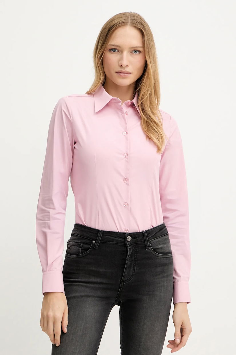 Silvian Heach cămașă DILEGE culoarea roz, cu guler clasic, slim, GPA25345CA