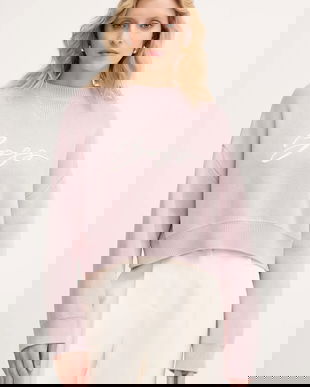 BOSS Orange pulover de bumbac culoarea roz, 50543979