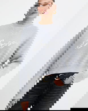 BOSS Orange pulover de bumbac culoarea gri, 50543979