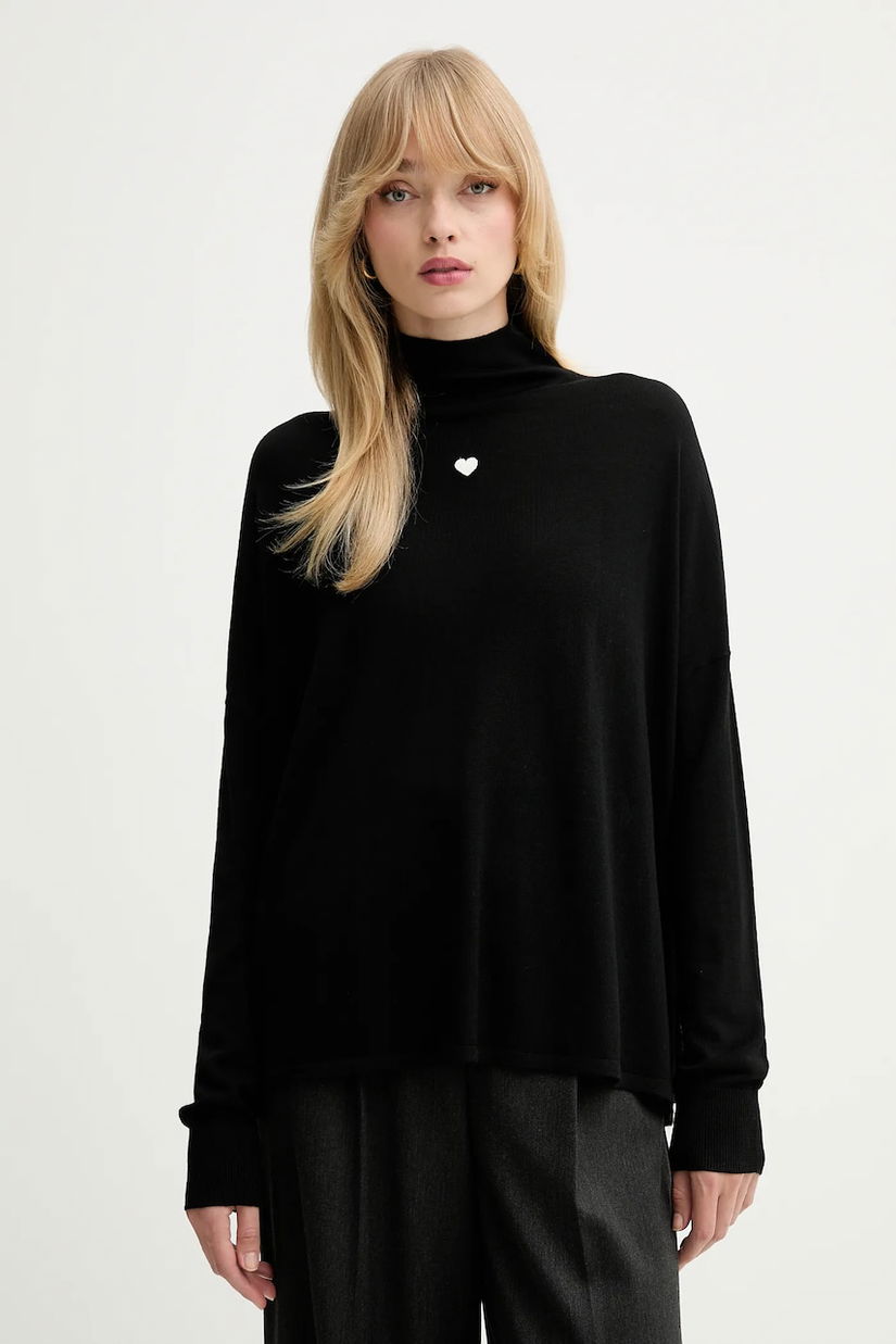 MAX&Co. pulover de lână culoarea negru, light, cu guler, 2528366024200