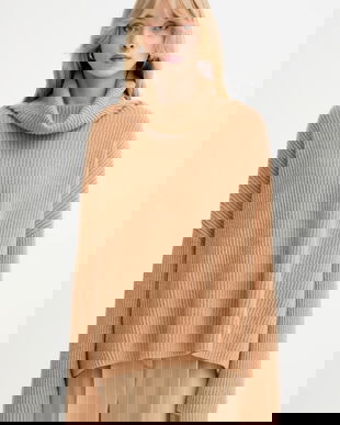 MAX&Co. pulover de cașmir culoarea maro, light, cu guler, 2528366044200