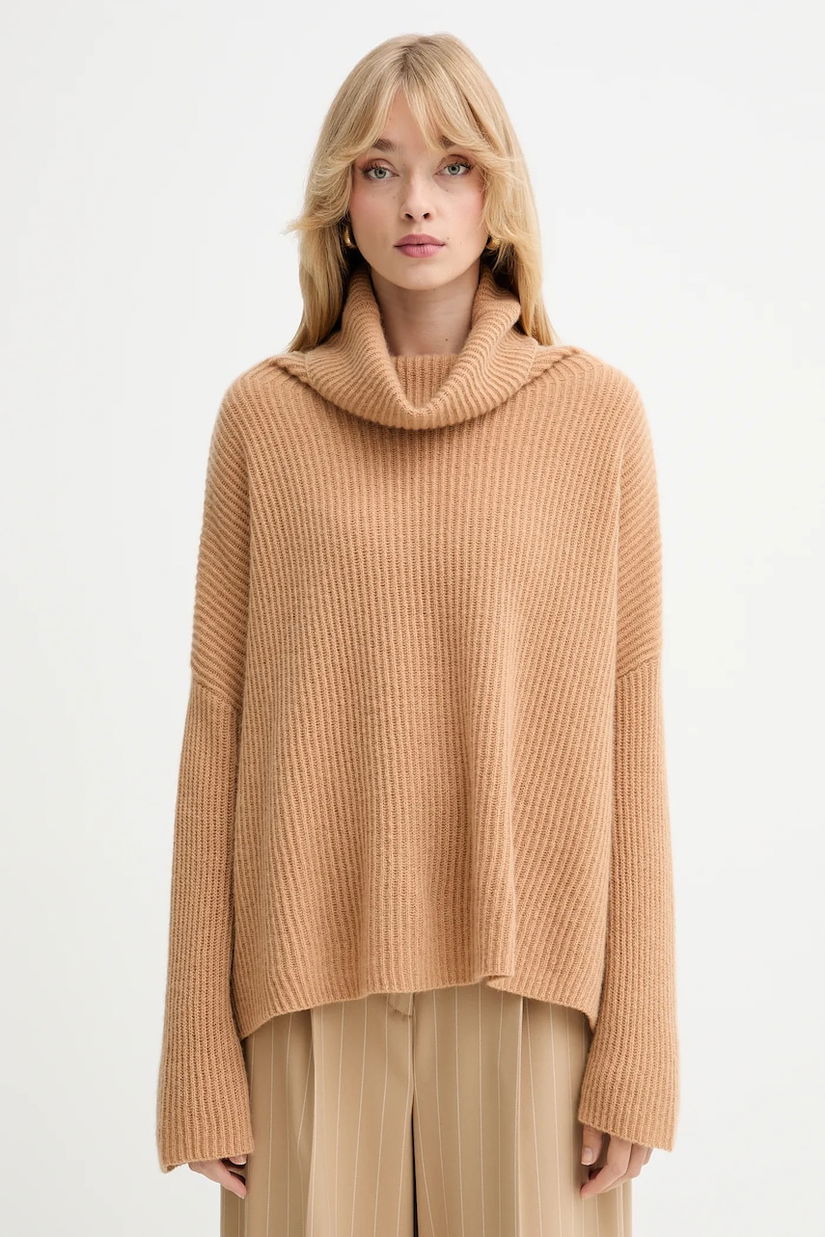 MAX&Co. pulover de cașmir culoarea maro, light, cu guler, 2528366044200