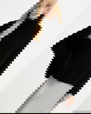 MAX&Co. pulover de cașmir culoarea negru, light, cu guler, 2528366044200