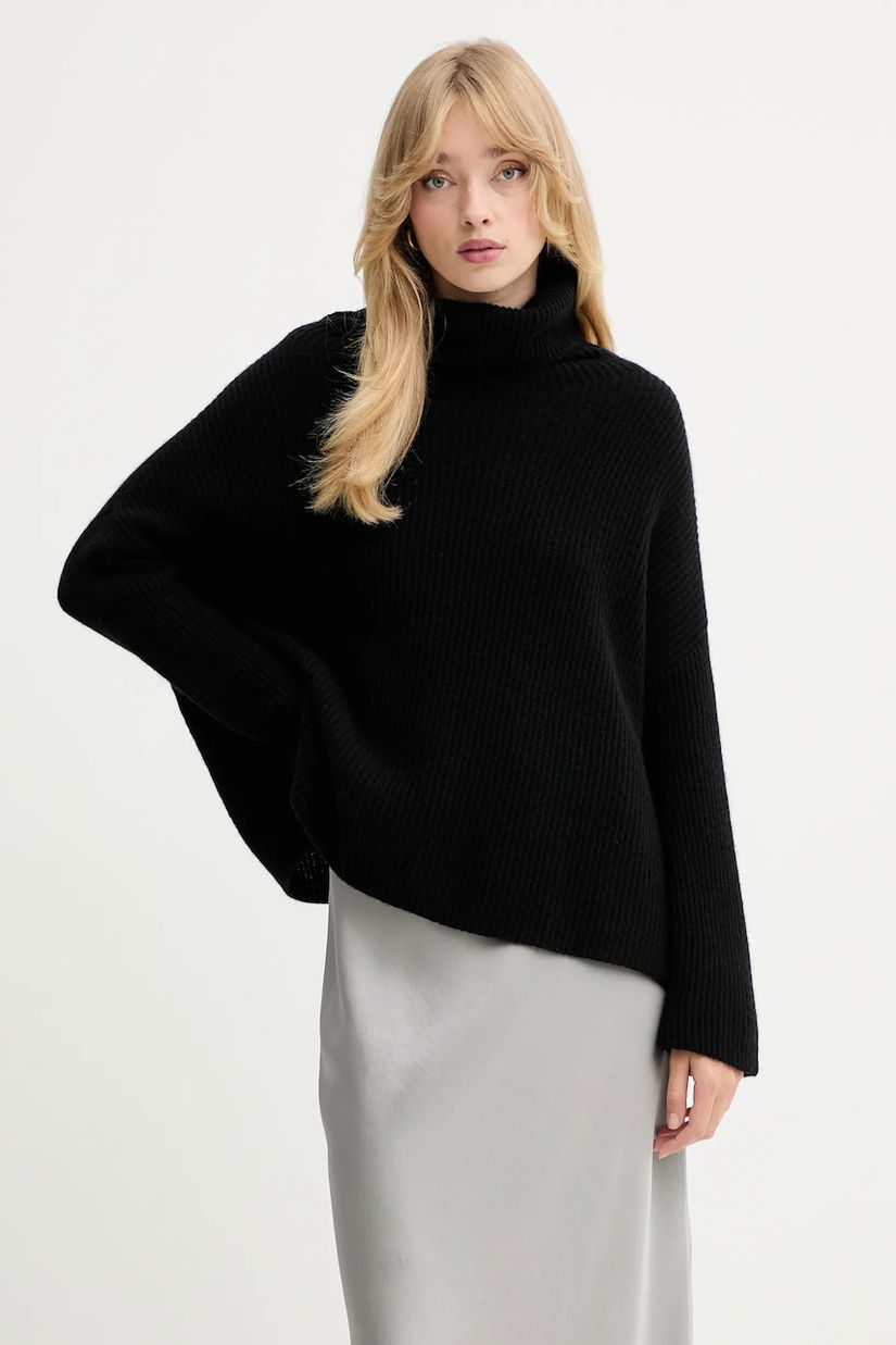 MAX&Co. pulover de cașmir culoarea negru, light, cu guler, 2528366044200