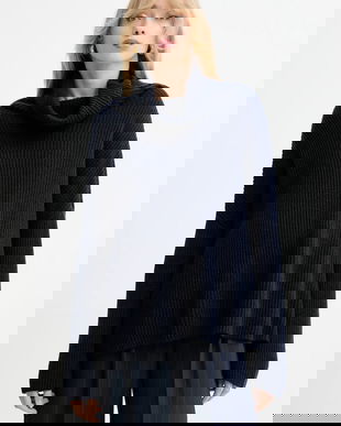 MAX&Co. pulover de cașmir culoarea bleumarin, light, cu guler, 2528366044200