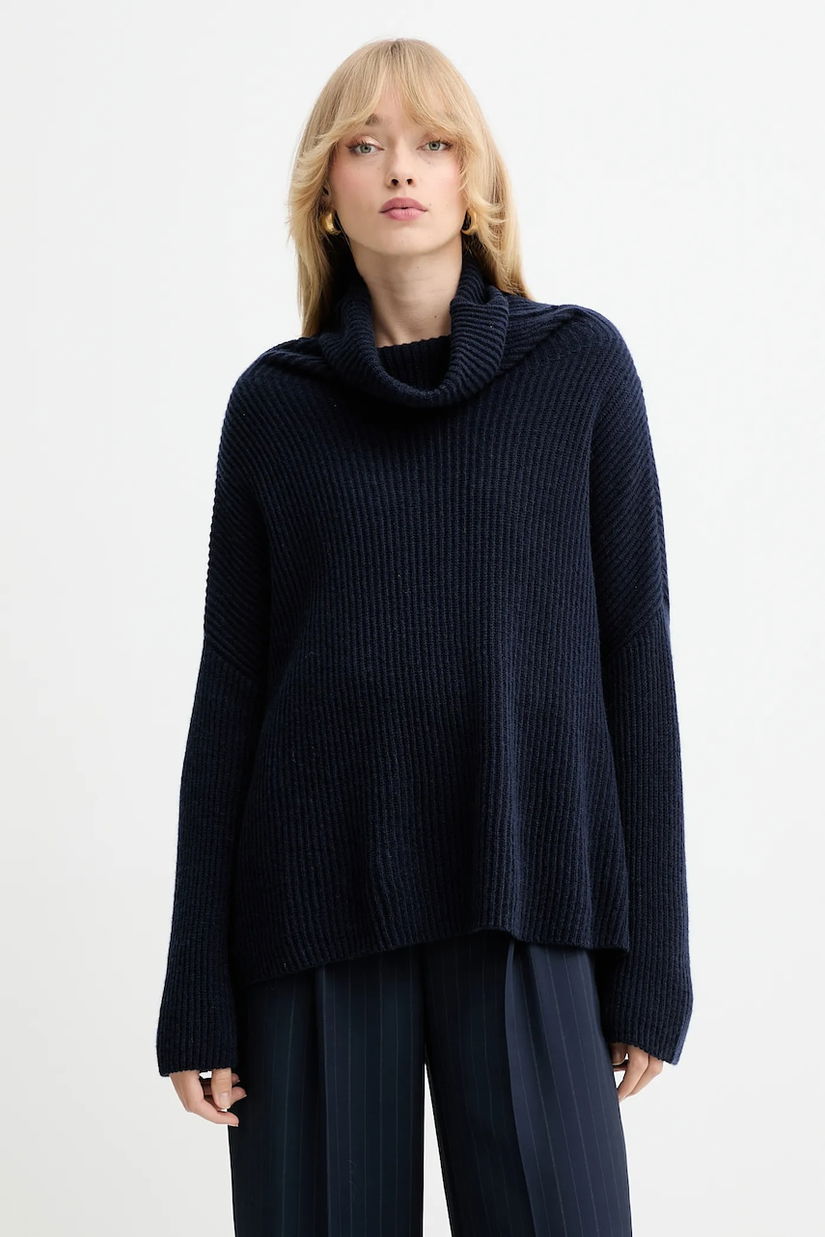 MAX&Co. pulover de cașmir culoarea bleumarin, light, cu guler, 2528366044200