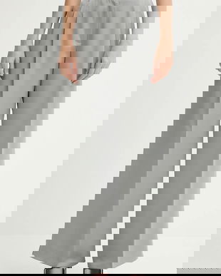 MAX&Co. pantaloni culoarea gri, lat, high waist, 2526136091200