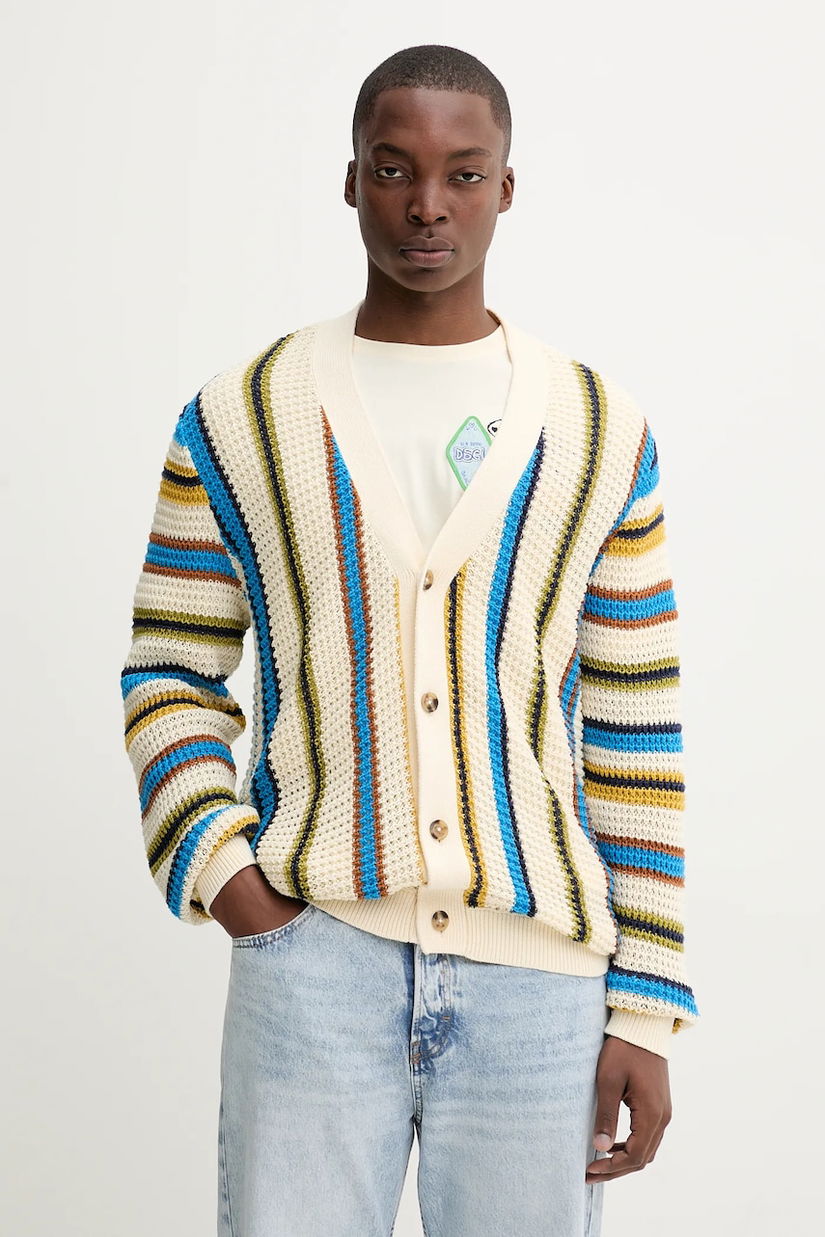 Desigual cardigan din bumbac CADAQUES culoarea bej, 25WMJF01