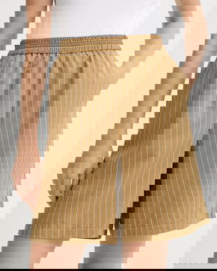 MAX&Co. pantaloni scurți culoarea maro, cu model, high waist, 2526146051200