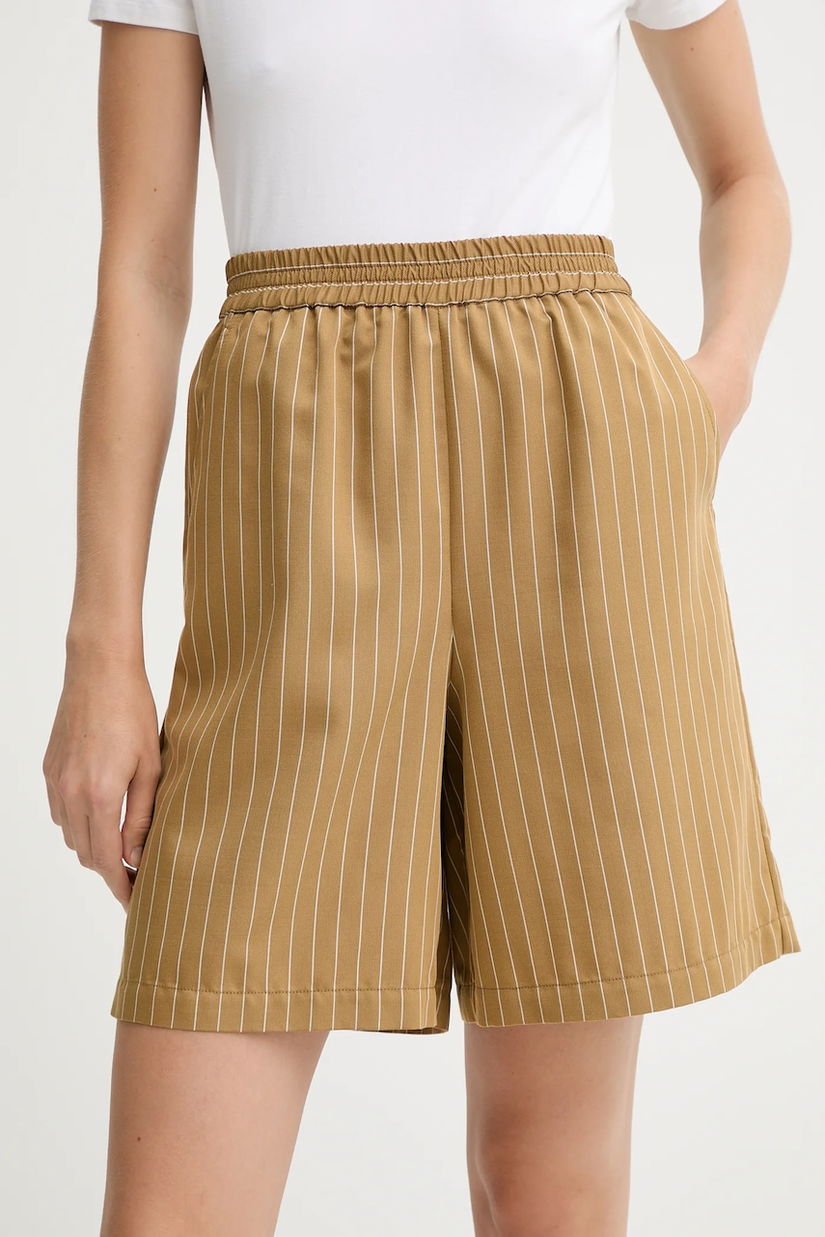 MAX&Co. pantaloni scurți culoarea maro, cu model, high waist, 2526146051200