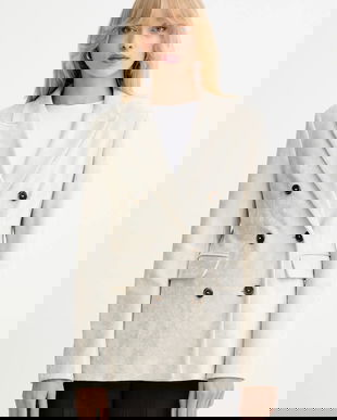 Marella sacou culoarea bej, un singur rând de nasturi, uni, 2523916074200