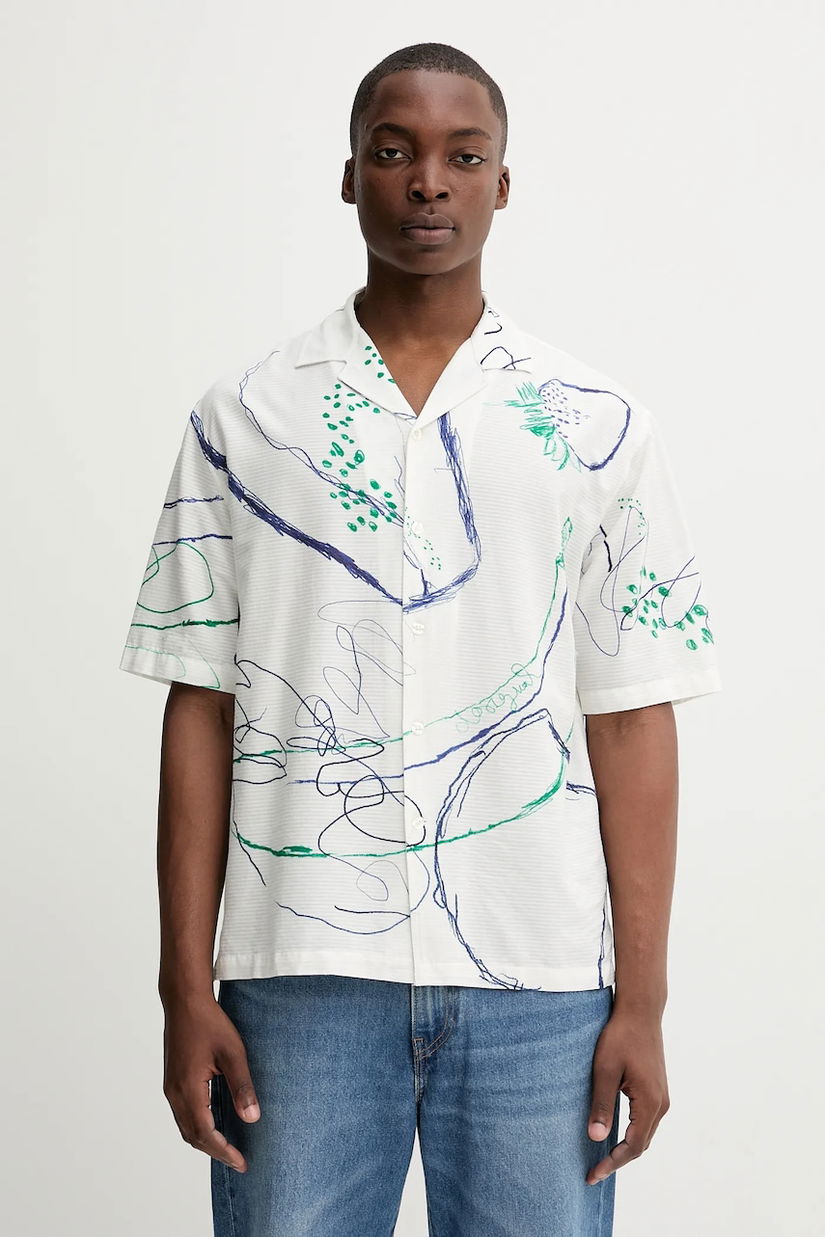 Desigual cămașă din bumbac MAX culoarea bej, relaxed, 25WMCW06