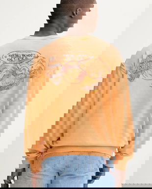 Desigual hanorac de bumbac BUDA culoarea portocaliu, cu imprimeu, 25WMSK02