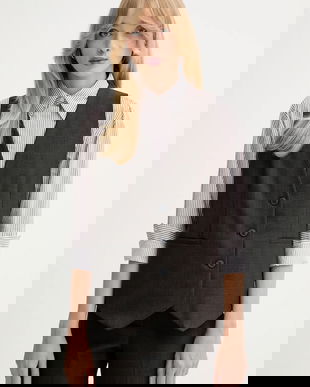 MAX&Co. vestă culoarea maro, un singur rând de nasturi, 2526156022200