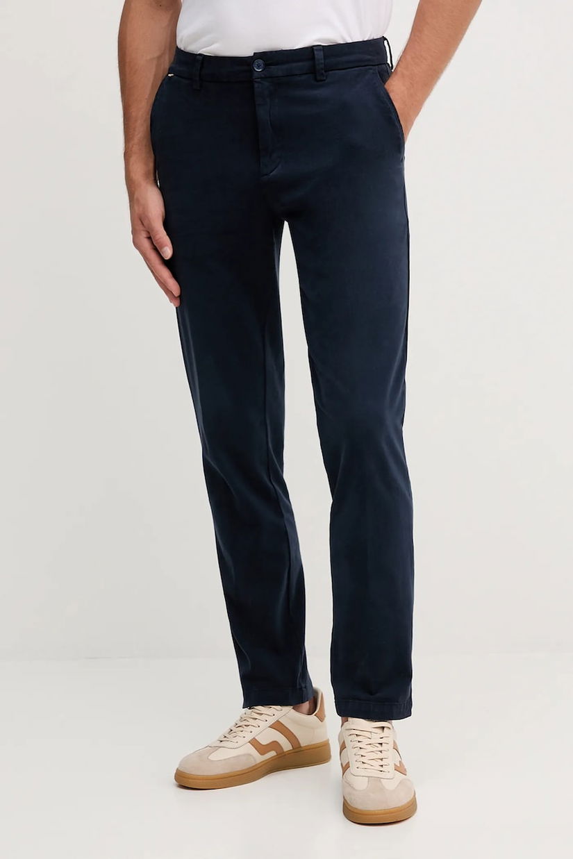 BOSS pantaloni culoarea bleumarin, cu fason chinos, 50543304