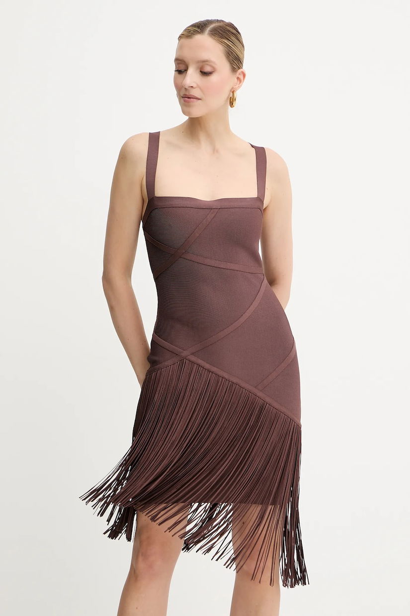 Herve Leger rochie Josephine culoarea rosu, mini, mulata, FRI8513807