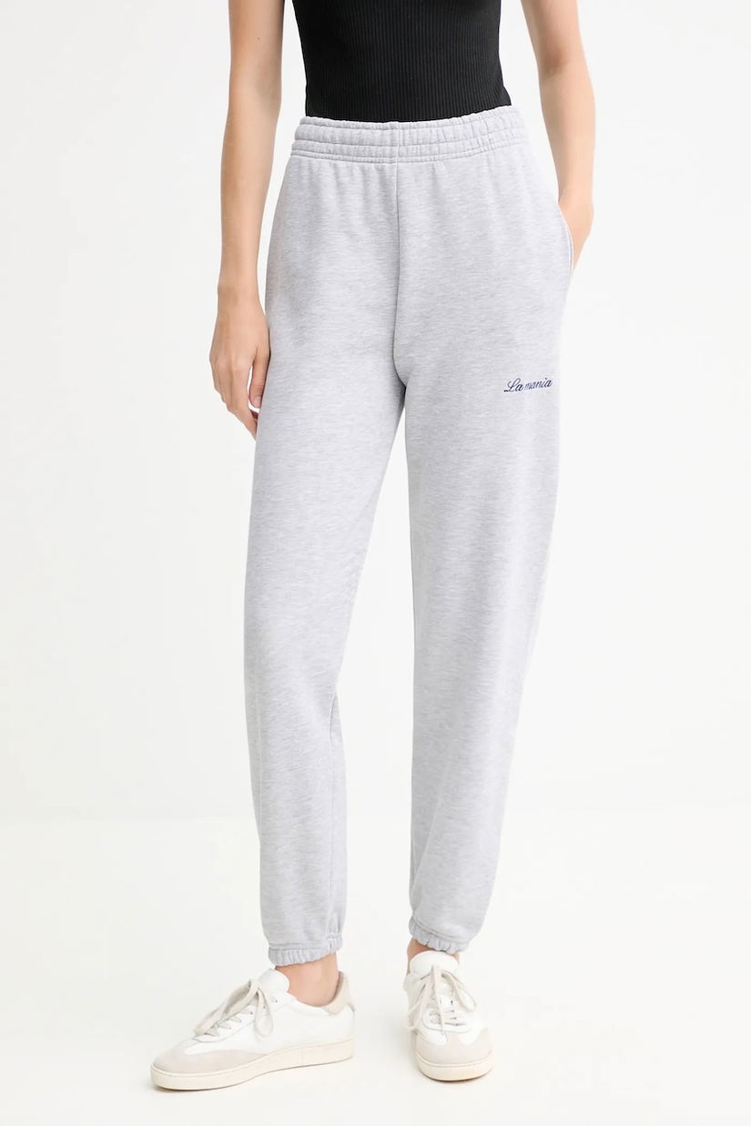 La Mania pantaloni de trening DUO culoarea bej, uni, DUO