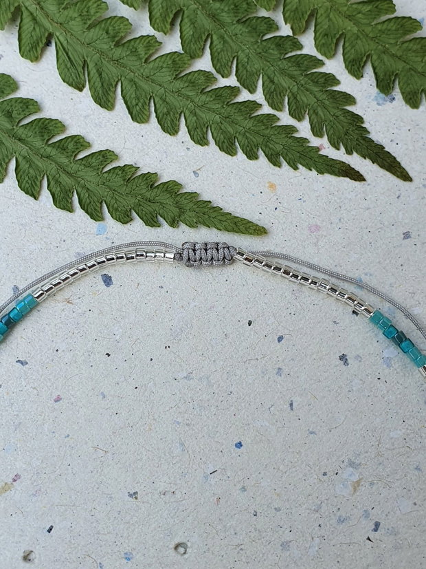 Anklet gri / turcoaz cu charm steluță de mare