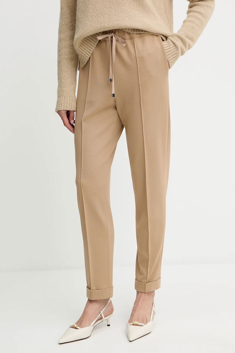 Liviana Conti pantaloni culoarea bej, drept, high waist, CNTI86