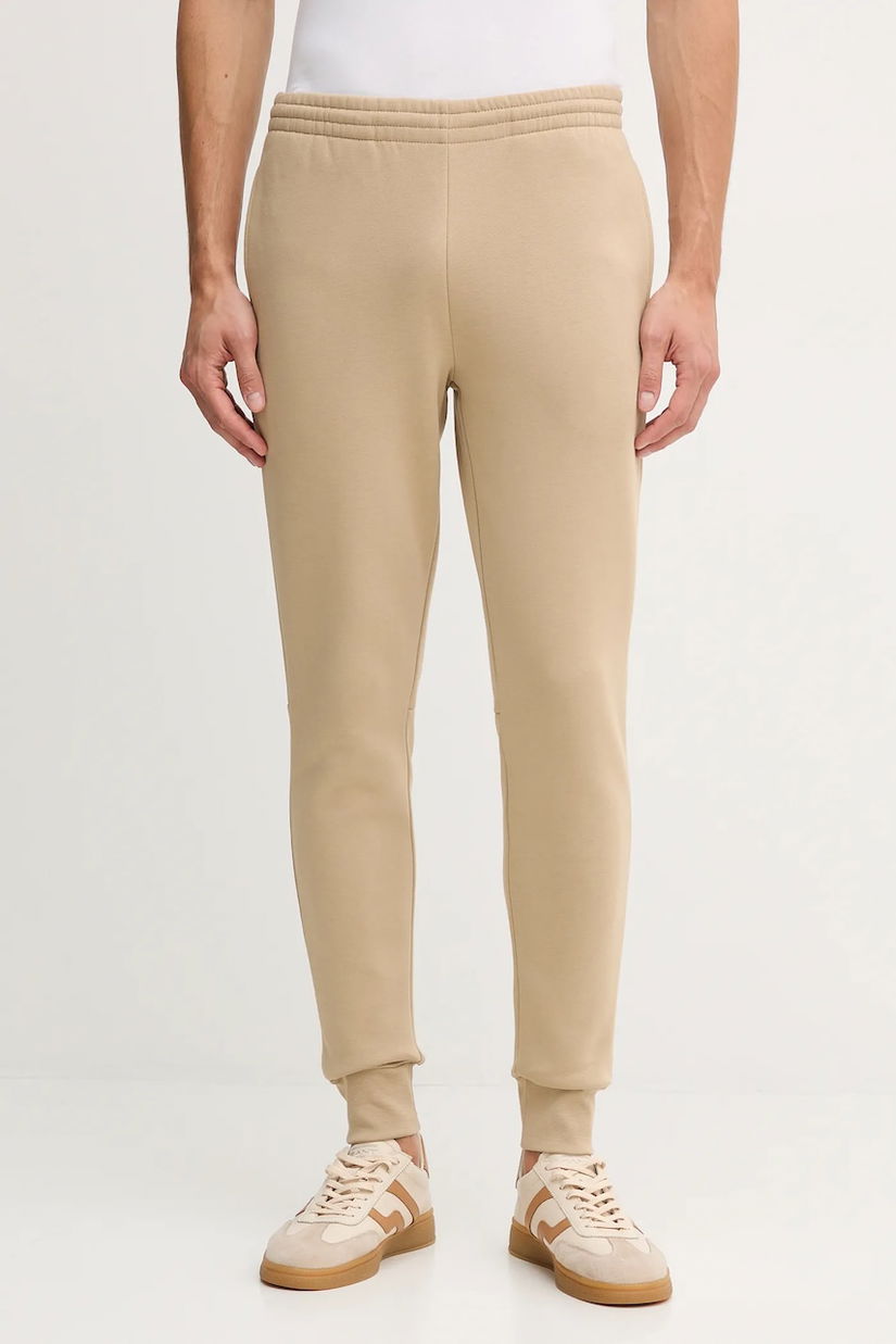 Lacoste pantaloni de trening culoarea bej, neted