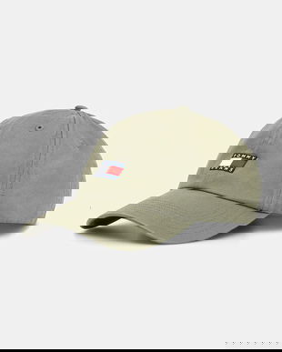 Tommy Jeans șapcă de baseball din bumbac culoarea verde, cu imprimeu