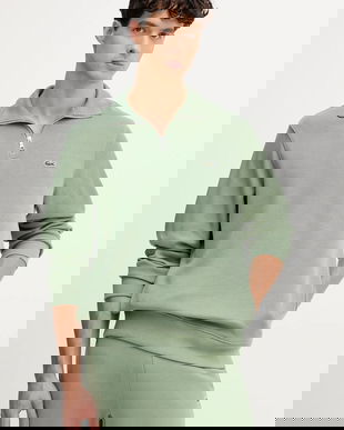 Lacoste pulover de bumbac culoarea gri, cu turtleneck