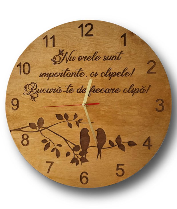 Ceas Living din Lemn cu Păsărele 40 cm