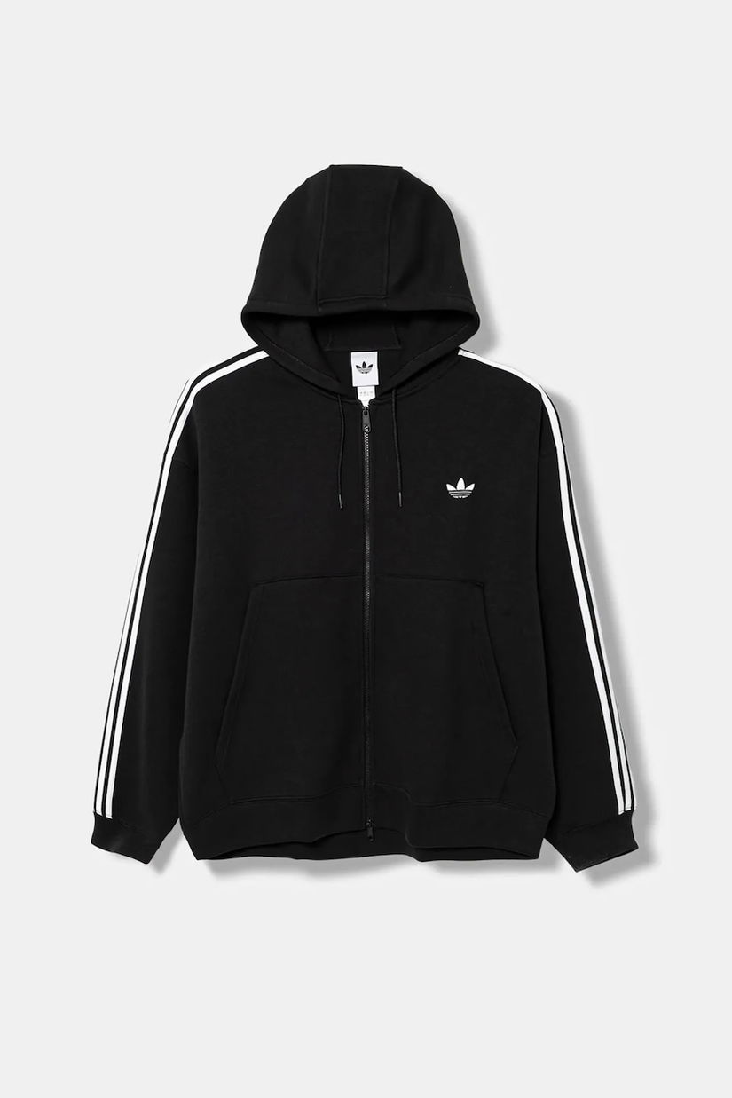 adidas Originals bluză Spacer Hoodie culoarea negru, cu glugă, cu imprimeu, JX1507