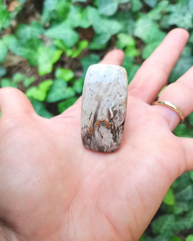Inel Agata root plume si Argint 925 - IN1390 - Inel pietre semipretioase, inel patrat reglabil, inel statement, cadou sotie, inel cadou, bijuterii cadou, bijuterii agate, cristale vindecatoare, cristaloterapie, cristale de colectie