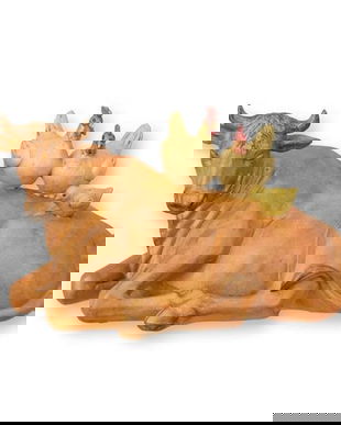 Vaca si gaini-statueta din rasini speciale