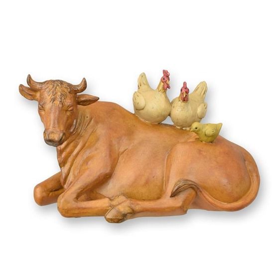 Vaca si gaini-statueta din rasini speciale