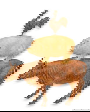 Vaca, porc si cocos-statueta din rasini speciale