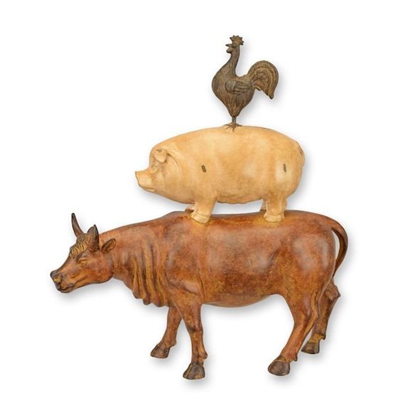 Vaca, porc si cocos-statueta din rasini speciale