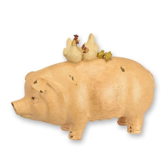 Porc si gaini-statueta din rasini speciale