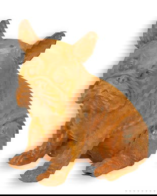 Buldog-statueta din fonta antik rusty