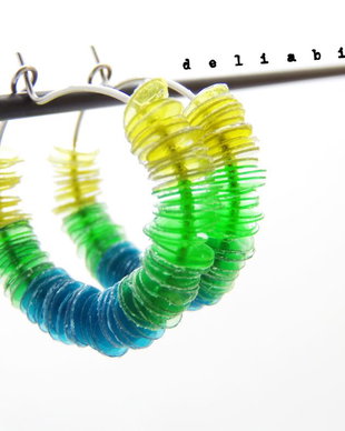 Cercei handmade din plastic reciclat - degrade (cod1274)