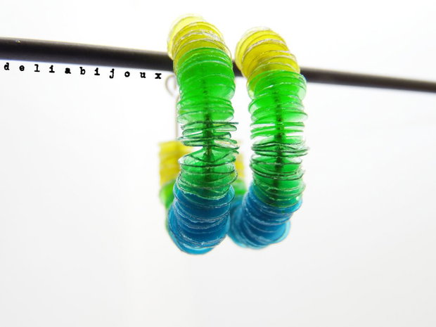Cercei handmade din plastic reciclat - degrade (cod1274)